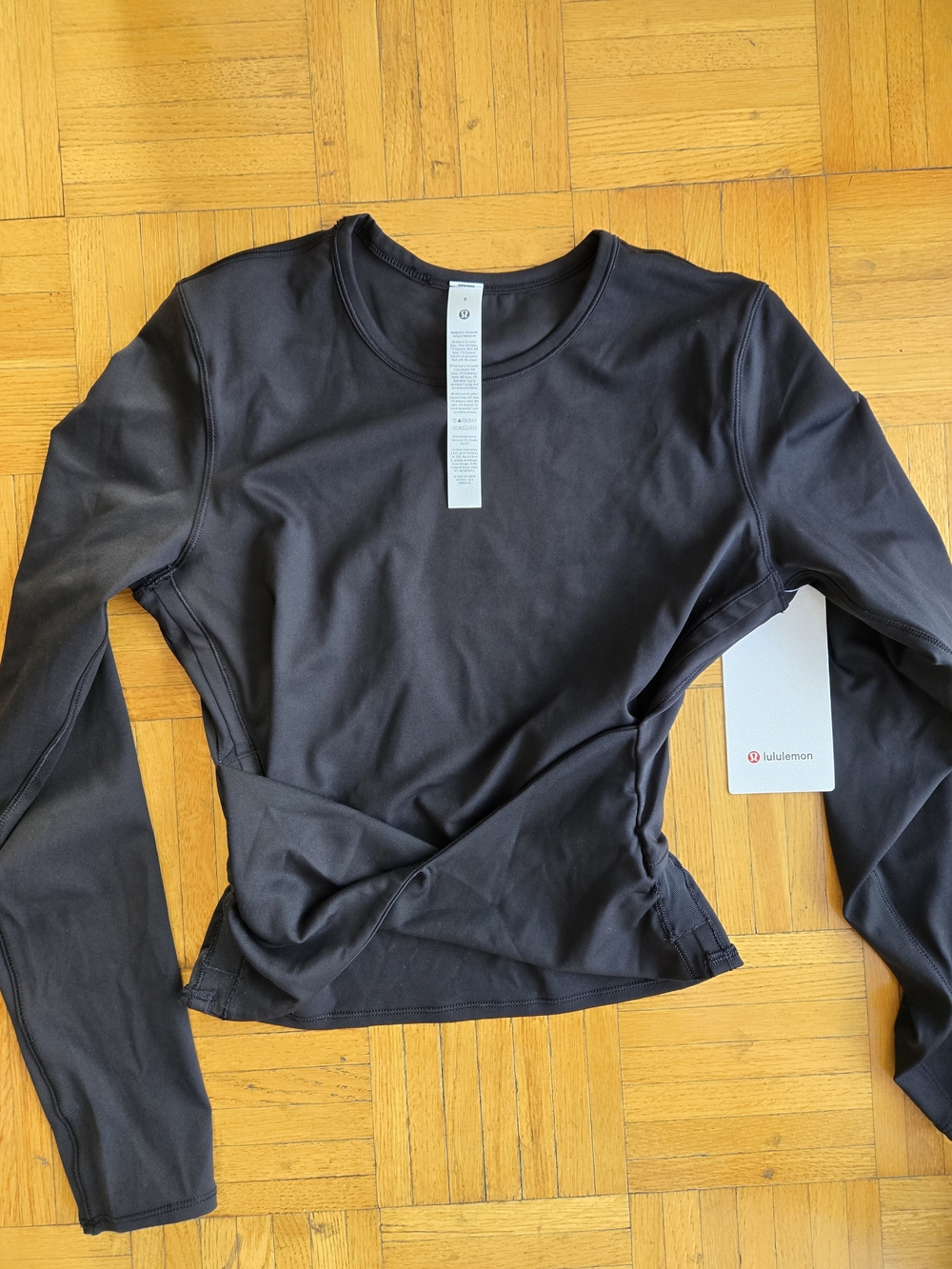 Brand New With Tags Lululemon All It Takes Back-Twist LS *Silky Black Size 8